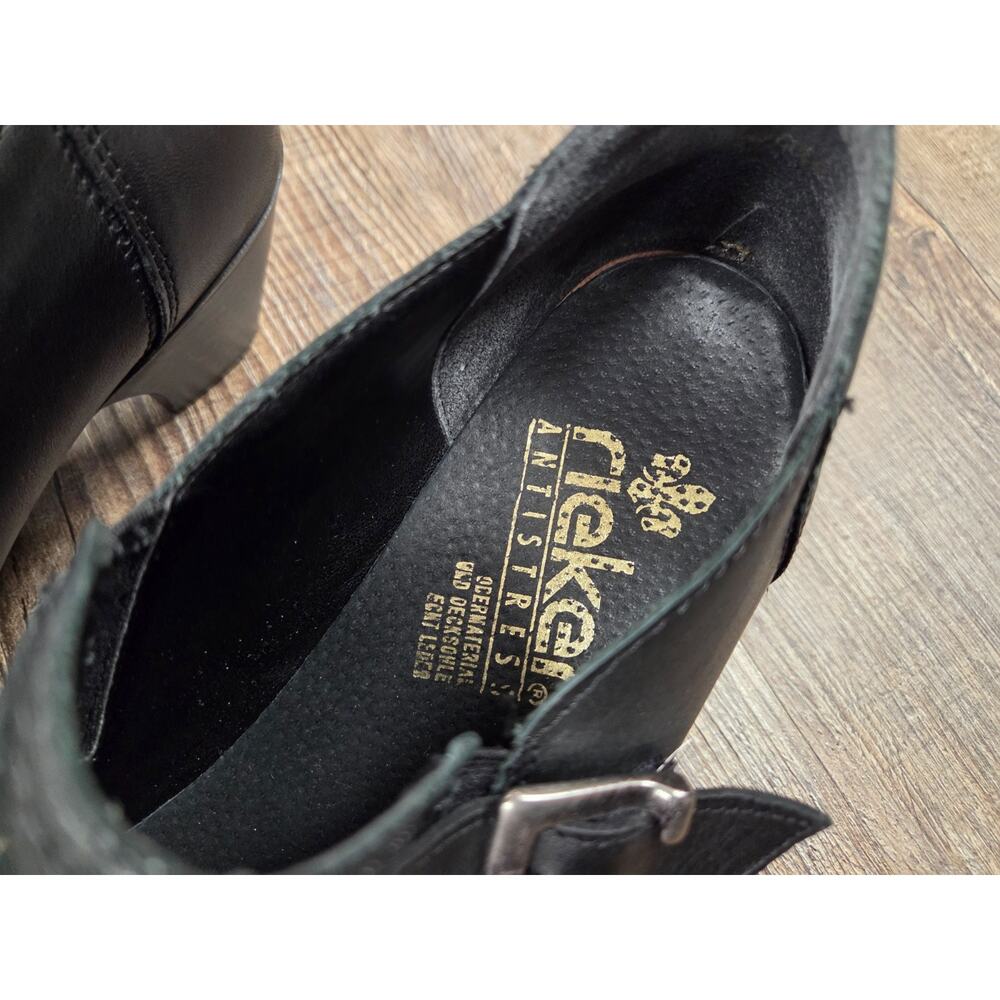 Rieker Sarah High Cut Court Black Leather Ankle Heels Bootie US 10.5/11 EUR 41 - Picture 2 of 9